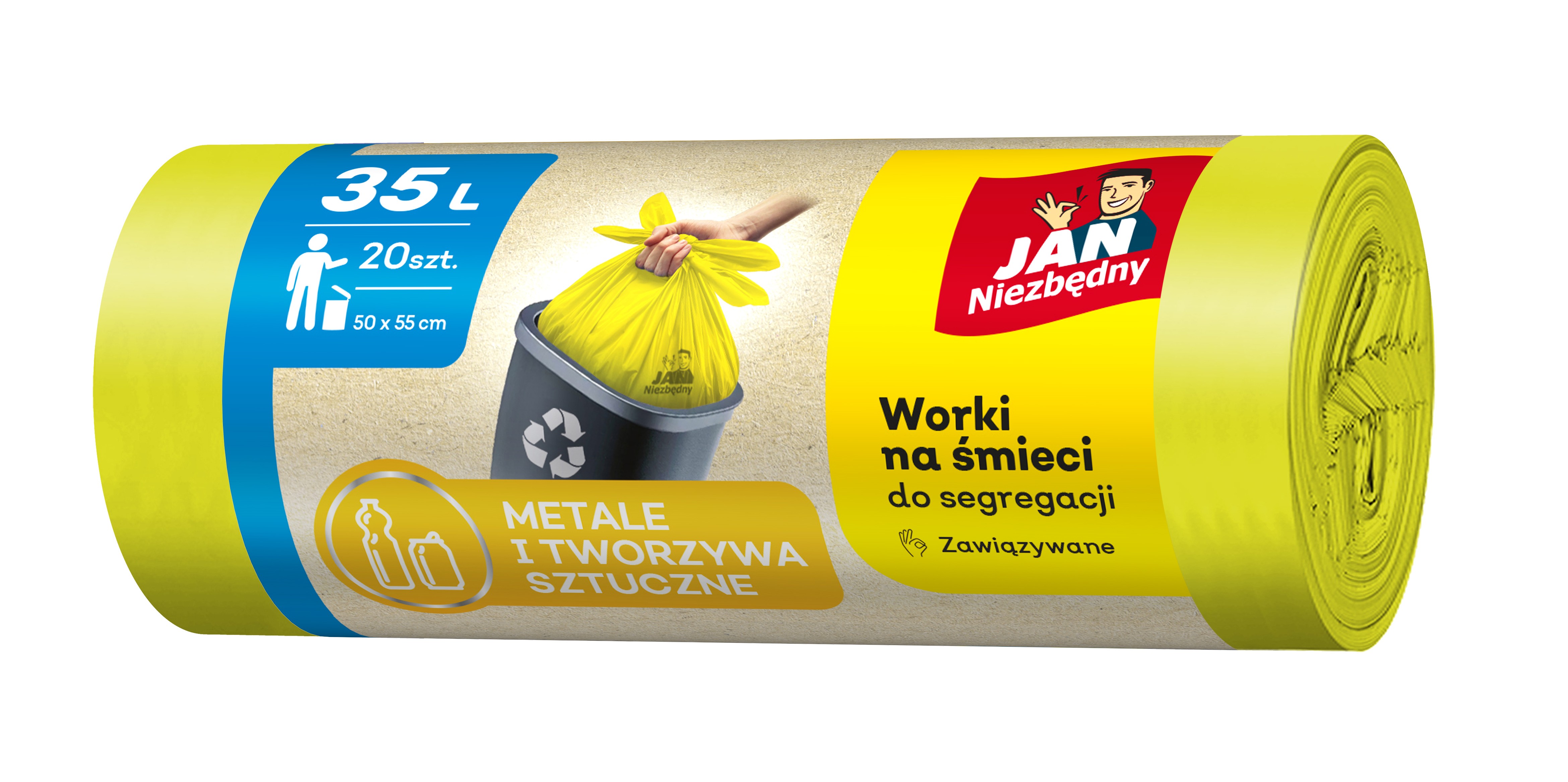 Worki do plastiku żółte 35l 20szt Jan Niezbędny