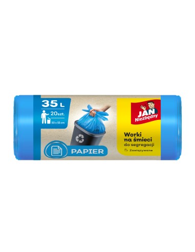 Worki niebieskie do segregowania Papier 35l 20szt Jan Niezbędny 5900536282510