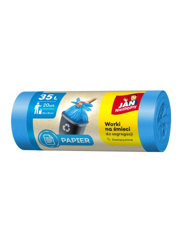 Worki niebieskie do segregowania Papier 35l 20szt Jan Niezbędny 5900536282510 2