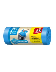 Worki w niebieskim kolorze do segregacji Papier 35l - 5 rolek Jan Niezbędny 5900536282510 2