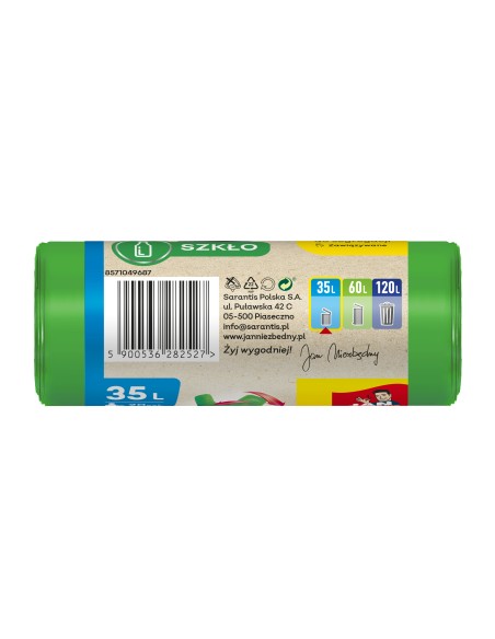 Worki zielone na szkło do segregacji 35l 20szt Jan Niezbędny 5900536282527 3