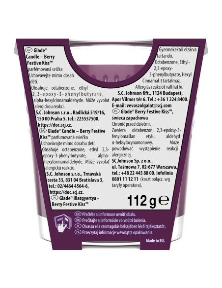 Świąteczna świeca zapachowa Glade Berry Festive Kiss 112 g - Świece zapachowe Świąteczna świeca zapachowa Glade Berry Festive Kiss 112 g 5000204362961 3