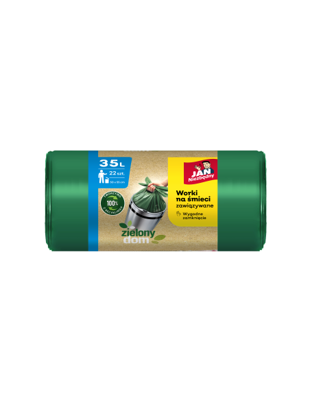 Worki zawiązywane na śmieci 35l 22szt Jan Niezbędny Zielony Dom 5900536335193