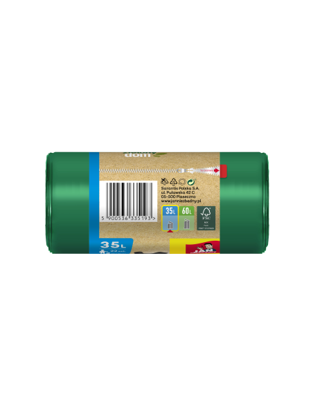 Worki zawiązywane na śmieci 35l 22szt Jan Niezbędny Zielony Dom 5900536335193 2