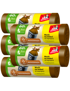 Worki na śmieci biodegradowalne  60l - 5 rolek Jan Niezbędny 5900536340791