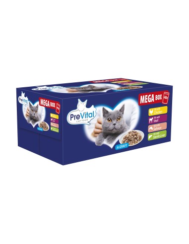 Mokra w saszetkach dla kotów dorosłych PreVital Mega Box mix smaków 40 x 100g 5999566112041 2