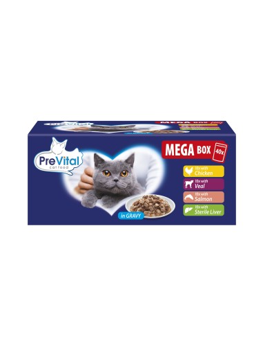 Mokra w saszetkach dla kotów dorosłych PreVital Mega Box mix smaków 40 x 100g 5999566112041 3