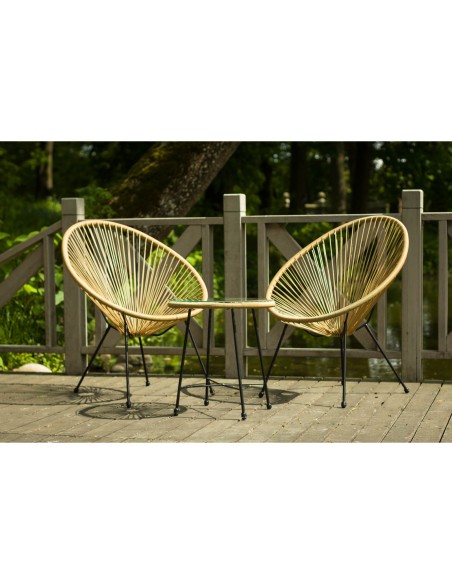 Beżowy zestaw mebli balkonowych, na taras Cordoba Meven 2x krzesła + stolik 5902490785199 11