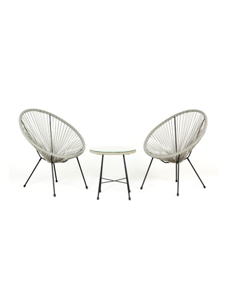 Szary komplet mebli na balkon, taras Cordoba Meven 2x krzesła + stolik 5902490785205