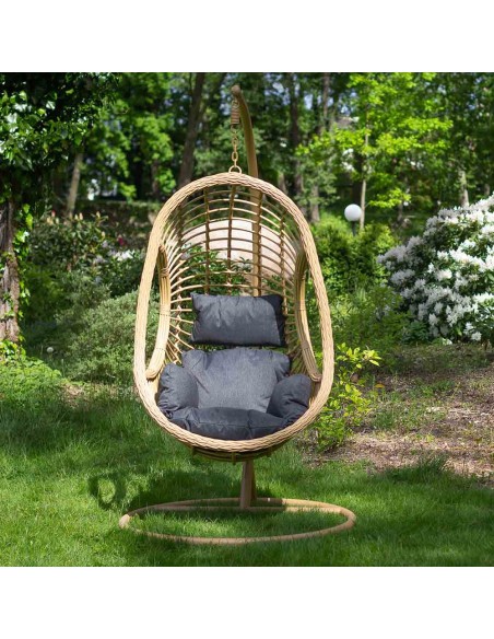 Złoty fotel podwieszany do ogrodu Mia Scandic Meven + czarne poduszki 5902490745438 12