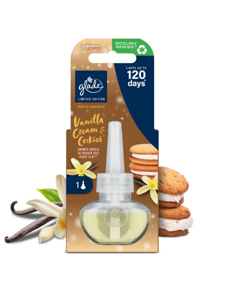 Wkład do elektrycznego odświeżacza powietrza Glade Vanilla Cream Cookies 20 ml - Odświeżacze elektryczne Wkład do elektrycznego odświeżacza powietrza Glade Vanilla Cream Cookies 20 ml 5000204362459