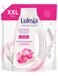 Kremowy płyn do kąpieli z różą i proteinami mleka Luksja 1,5L zapas 5900536356785