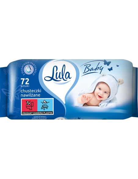 Delikatne chusteczki nawilżane dla dzieci z pantenolem LULA 72 szt. 5903936018208 2