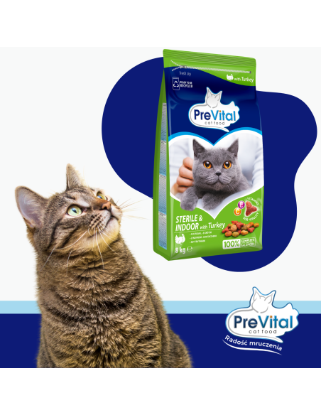 Sucha karma dla kotów sterylizowanych i niewychodzących z indykiem Prevital 8 kg 5999566111976 4