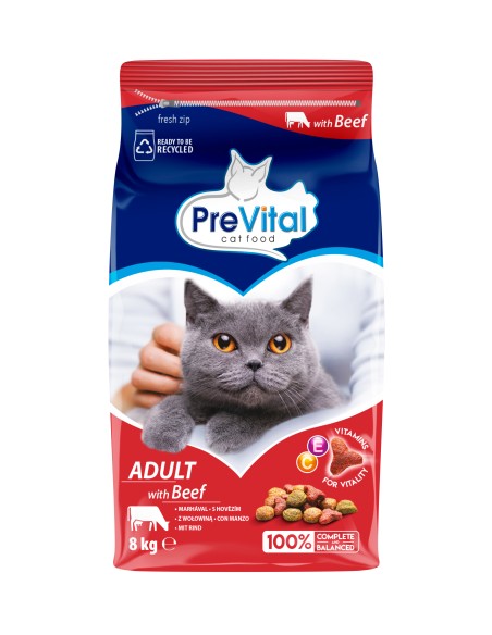 Sucha karma dla kota z wołowiną Prevital 8 kg 5999566111969 2