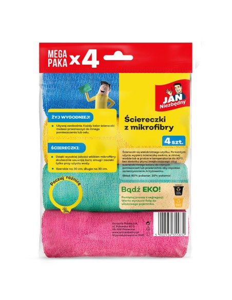 Zestaw Jan Niezbędny 2x Ściereczki nasączane + 4x Ścierka z mikrofibry + Worki na śmieci 60L - Ścierki i ściereczki Zestaw Jan Niezbędny 2x Ściereczki nasączane + 4x Ścierka z mikrofibry + Worki na śmieci 60L 5201314185802 8