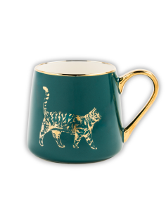 Porcelanowy kubek z kotem ze złotymi zdobieniami zapakowany na prezent 550 ml 5905842527133 2