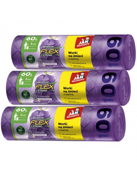 3x Mocne worki na śmieci o zapachu lawendy Magnum Flex & Strong 24 szt. 5900536349510