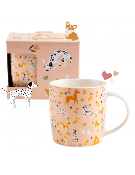 Porcelanowy kubek z wzorem z pieskami w opakowaniu prezentowym 330 ml 5905842527041