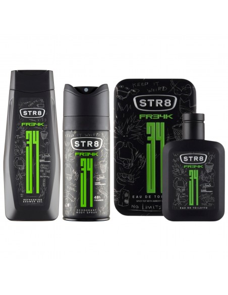 Zestaw kosmetyków dla mężczyzn: Woda toaletowa + Dezodorant do ciała + Żel pod prysznic STR8 FR34K - Zestawy kosmetyków Zestaw kosmetyków dla mężczyzn: Woda toaletowa + Dezodorant do ciała + Żel pod prysznic STR8 FR34K 5201314144946
