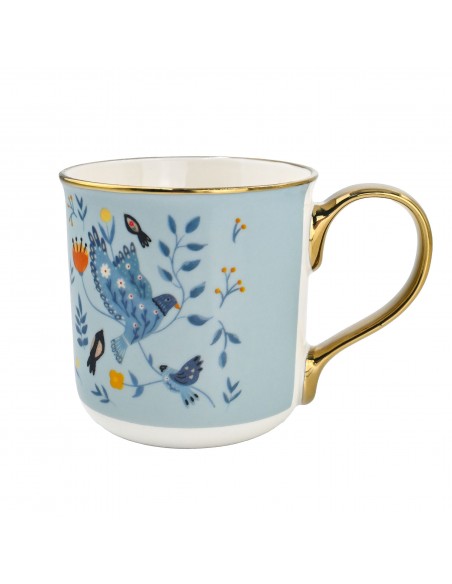 2x Zdobiony kubek z porcelany w ptaki ze złotym uchem na prezent 550 ml 5905842527171 4