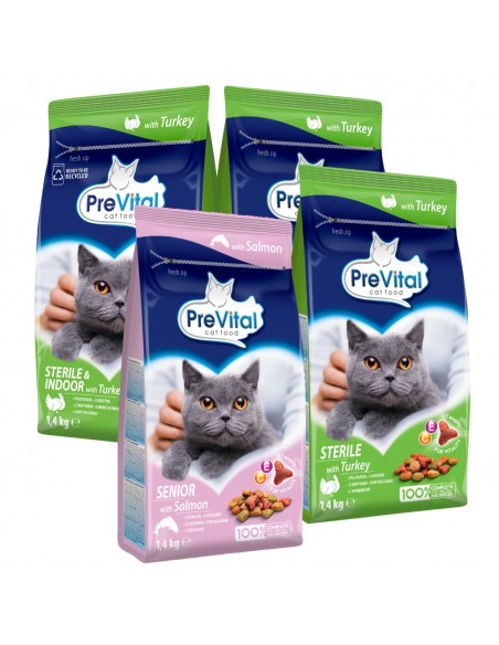 Smaczna sucha karma dla kotów dorosłych mix PreVital 1,4kg 4szt 5999566111204