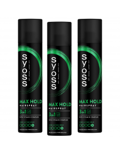 Bardzo mocny spray do włosów Max Hold Syoss 3x300 ml 3838824405858