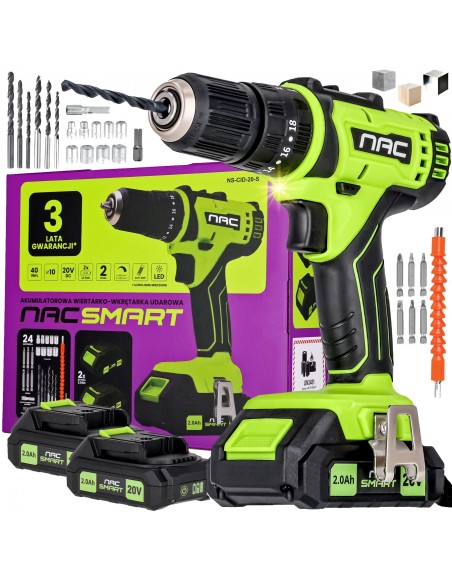 Wiertarko-wkrętarka akumulatorowa NAC Smart NS-CID-20-S 20V - Wiertarki Wiertarko-wkrętarka akumulatorowa NAC Smart NS-CID-20-S 20V 5905842521681