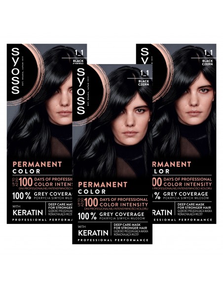 Trwała koloryzacja farba do włosów czerń Syoss 3x 3838824405360