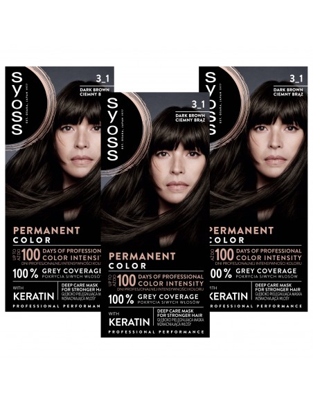 Farba trwała koloryzacja ciemny brąz do włosów Syoss 3x 3838824405421