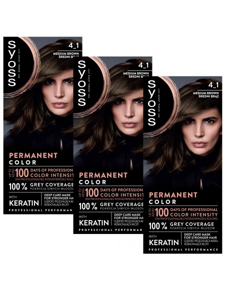 Farba do włosów trwała koloryzacja średni brąz 3x Syoss 3838824405445