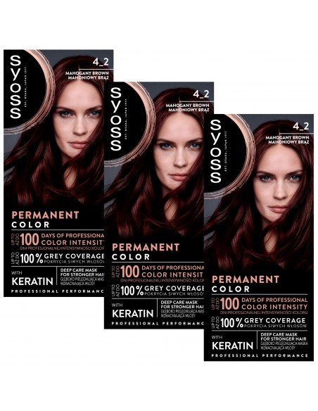 Farba do włosów trwała koloryzacja mahoniowy brąz 3x Syoss 3838824405452