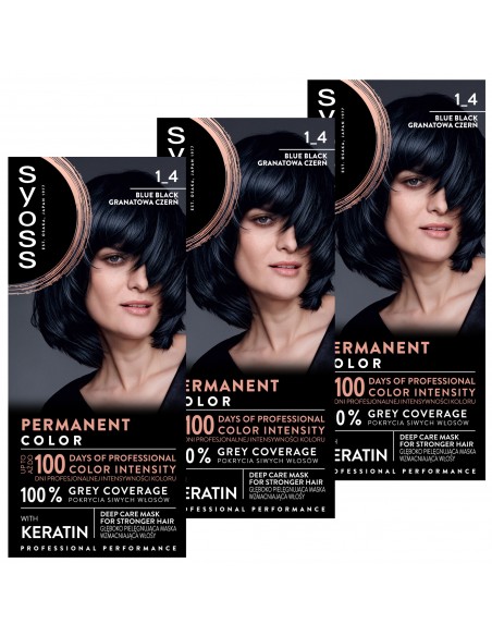 Farba granatowa czerń do włosów Syoss 3x 3838824405414