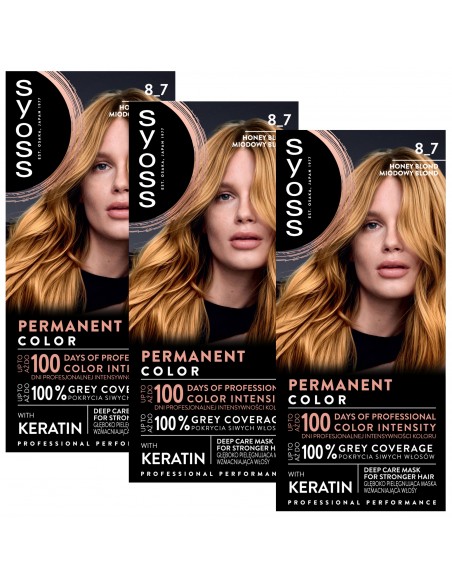 Farba trwała koloryzacja miodowy blond do włosów Syoss 3x 3838824405506
