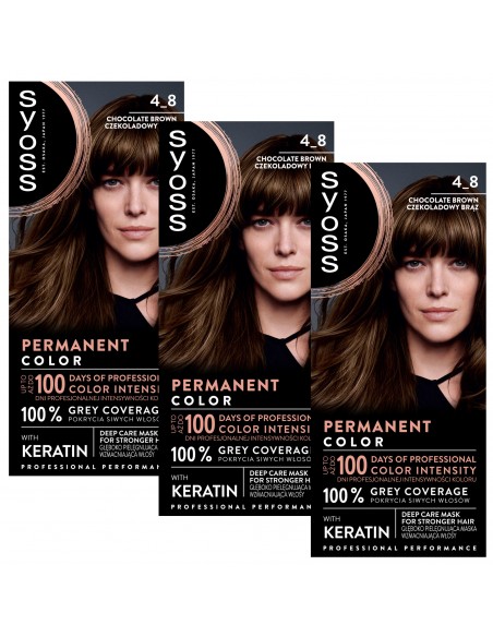 Farba do włosów trwały kolor czekoladowy brąz 3x Syoss 3838824405469