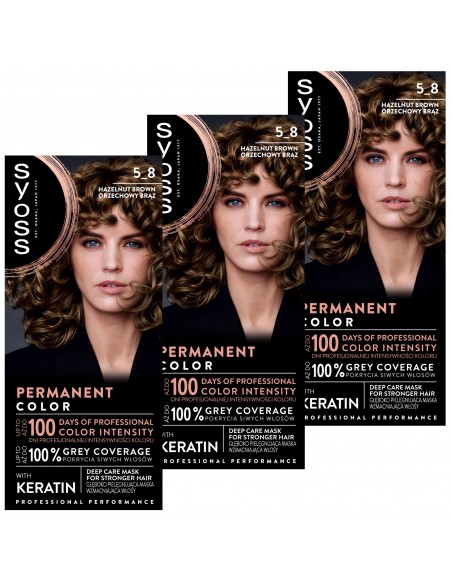 Farba trwała koloryzacja orzechowy brąz do włosów Syoss 3x 3838824405476