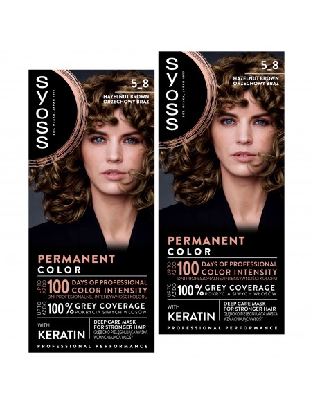 Orzechowy brąz farba do włosów trwała koloryzacja SYOSS, 2 szt. 9000100633345