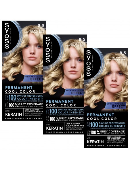 Farba trwała koloryzacja popielaty blond do włosów Syoss 3x 3838824405582