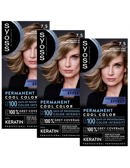 Farba trwała koloryzacja popielaty blond do włosów Syoss 3x 3838824405575