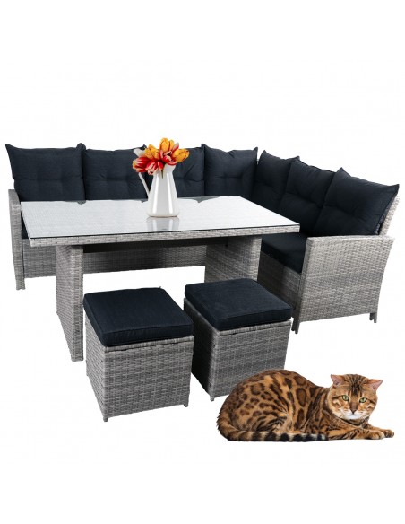 Ogrodowy zestaw mebli z narożnikiem jasnoszary PUERTO Meven, pięcioczęściowy 5905842511477