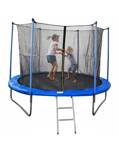 Okrągła stabilna trampolina ogrodowa z siatką i drabinką Meven, 366 cm 5900607539963