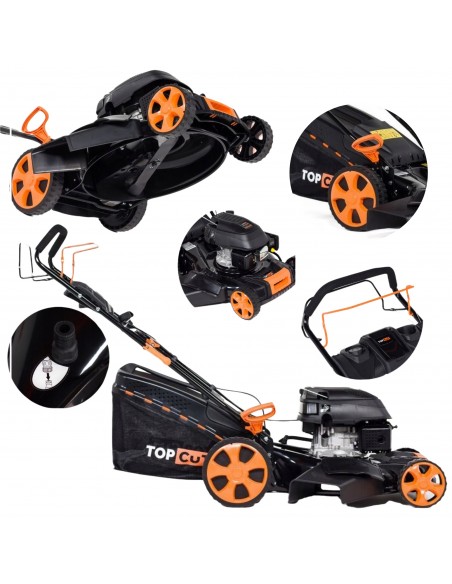 Mocna i funkcjonalna kosiarka spalinowa z napędem TOP CUT TC-LS51-175-SB 173 cm³, szer. koszenia 51 cm 5902490784659