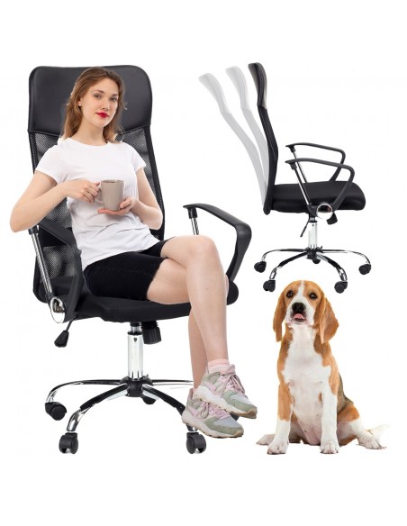 Obrotowy czarny fotel biurowy z mikrosiatki GRID Meven, wersja deluxe 5902490784109