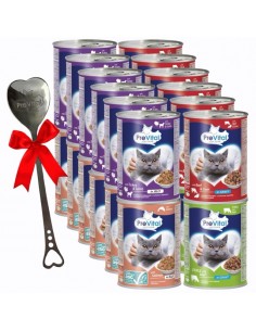Duży zestaw mokrej karmy dla kota PreVital, 24 puszki mix smaków 5999566111815