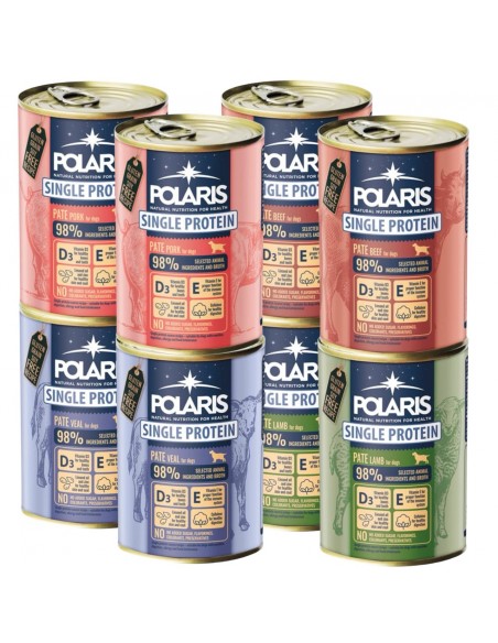 Mokra karma dla psa Polaris 8 x 400 g, wołowina, cielęcina, jagnięcina, wieprzowina 8595606409460