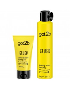 Utrwalający fryzurę zestaw do stylizacji włosów Got2b Glued: klej do włosów 150 ml + lakier do włosów 300 ml 9000101290875