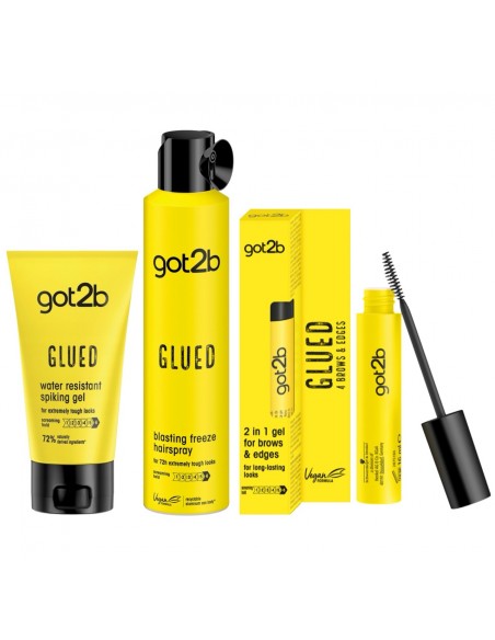 Stylizujący włosy mega zestaw Got2b: lakier do włosów 300 ml + Klej do włosów 150 ml + Żel do stylizacji brwi i włosów 16 ml 9000101290875
