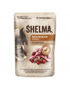 Bezzbożowa mokra karma dla kota bogata w kaczkę w sosie Shelma 85g 8595606406681