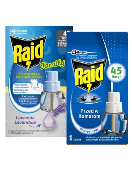 2x zapas do elektrofumigatora owadobójczego Raid bezzapachowy + zapach lawendy 5905718981144