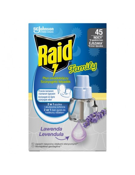 Lawendowy płyn owadobójczy przeciw komarom Raid Family, 3x wkład do elektrofumigatora 5905718981236 2